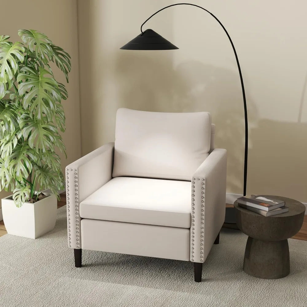Faux Leather Accent Chair with Thick Padded Cushion
