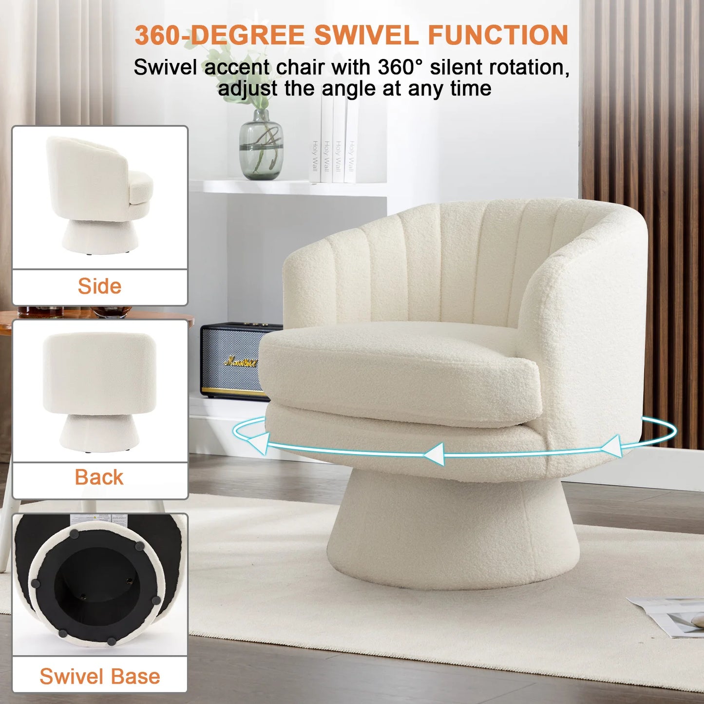 Modern 360 Degree Swivel Accent Chair with Armrest