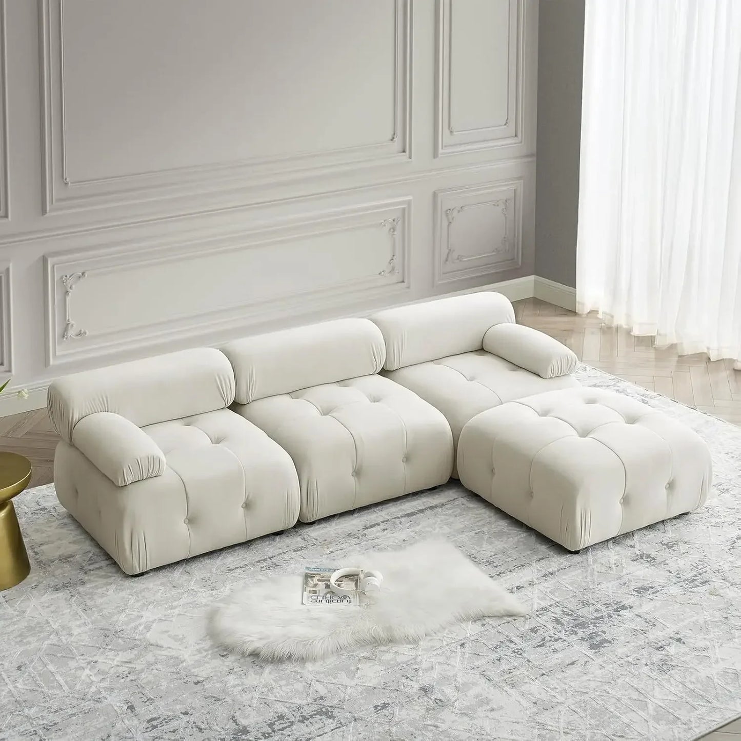 L Shaped Cloud Sectional Sofa with Ottoman