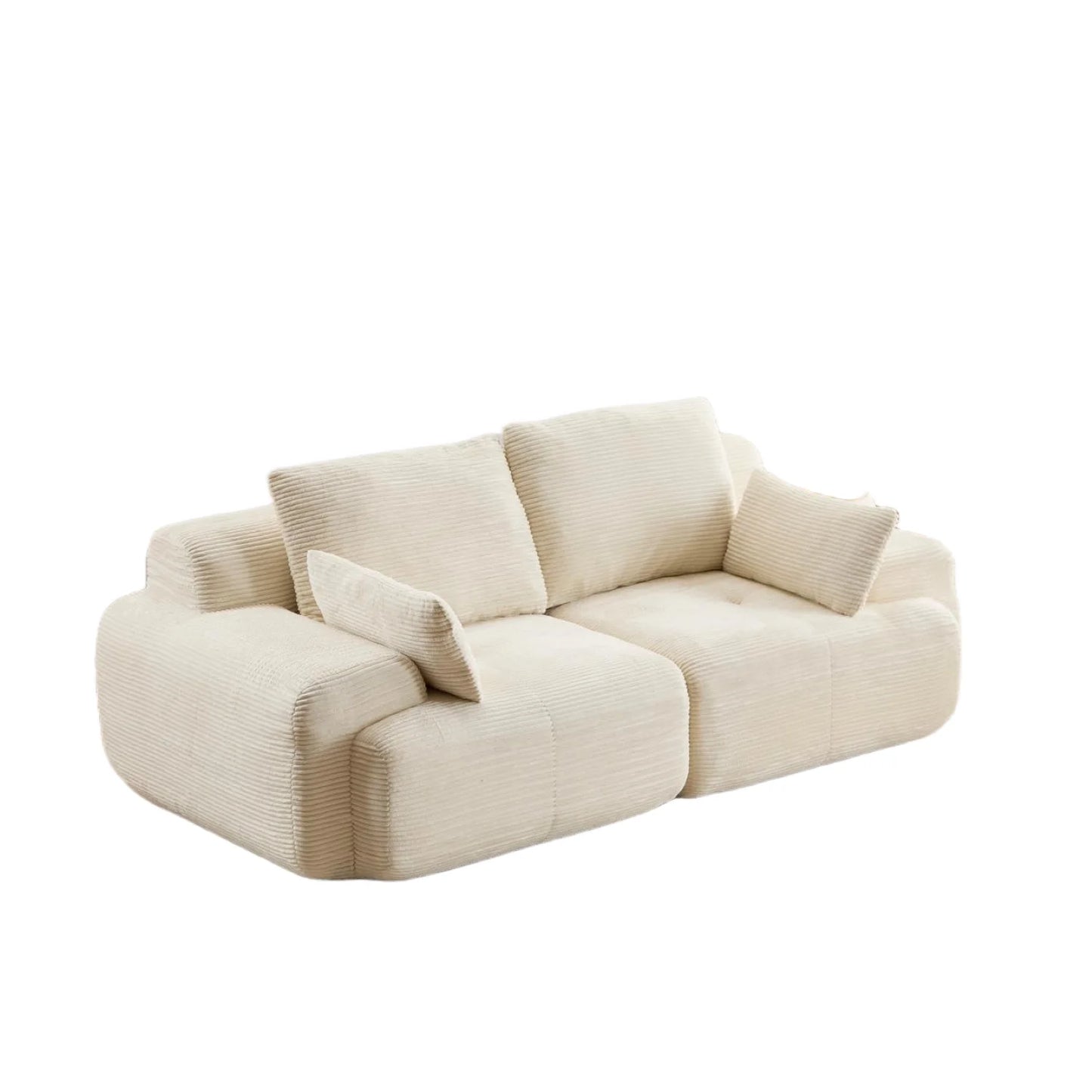 Modern Memory Foam Compressed 2-Seater Corduroy Sofa with No Assembly