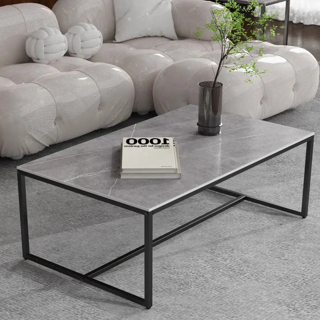 LUVODI 1M Long Rectangle Coffee Table with White, Black, or Grey Marble Tabletop