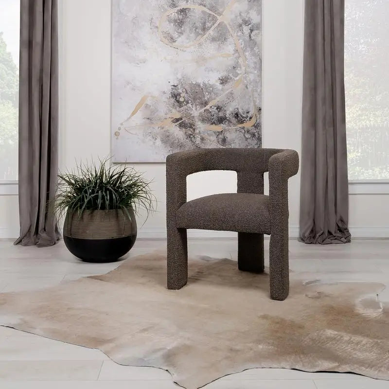 Chocolate Brown Boucle Upholstered Accent Chair