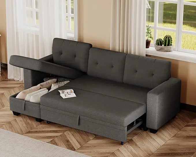 Reversible Convertible Sleeper Sofa with Storage Chaise