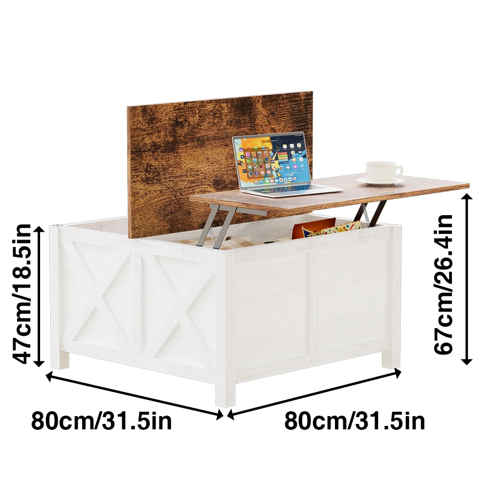31.5" Lift Top Round Coffee Table with Storage