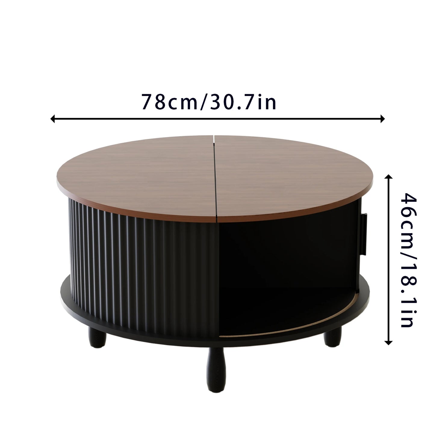 31.5" Lift Top Round Coffee Table with Storage
