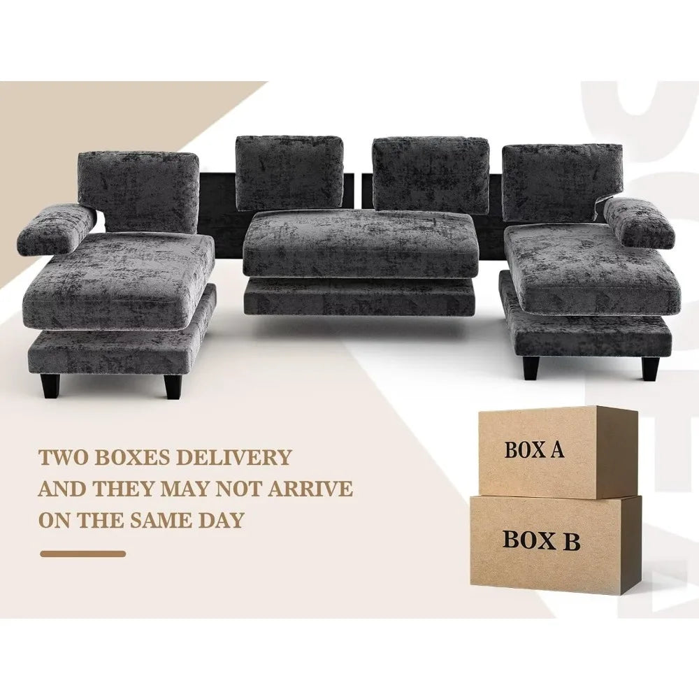 Txtin's 111" U-Shaped Sectional Couch with Double Chaise