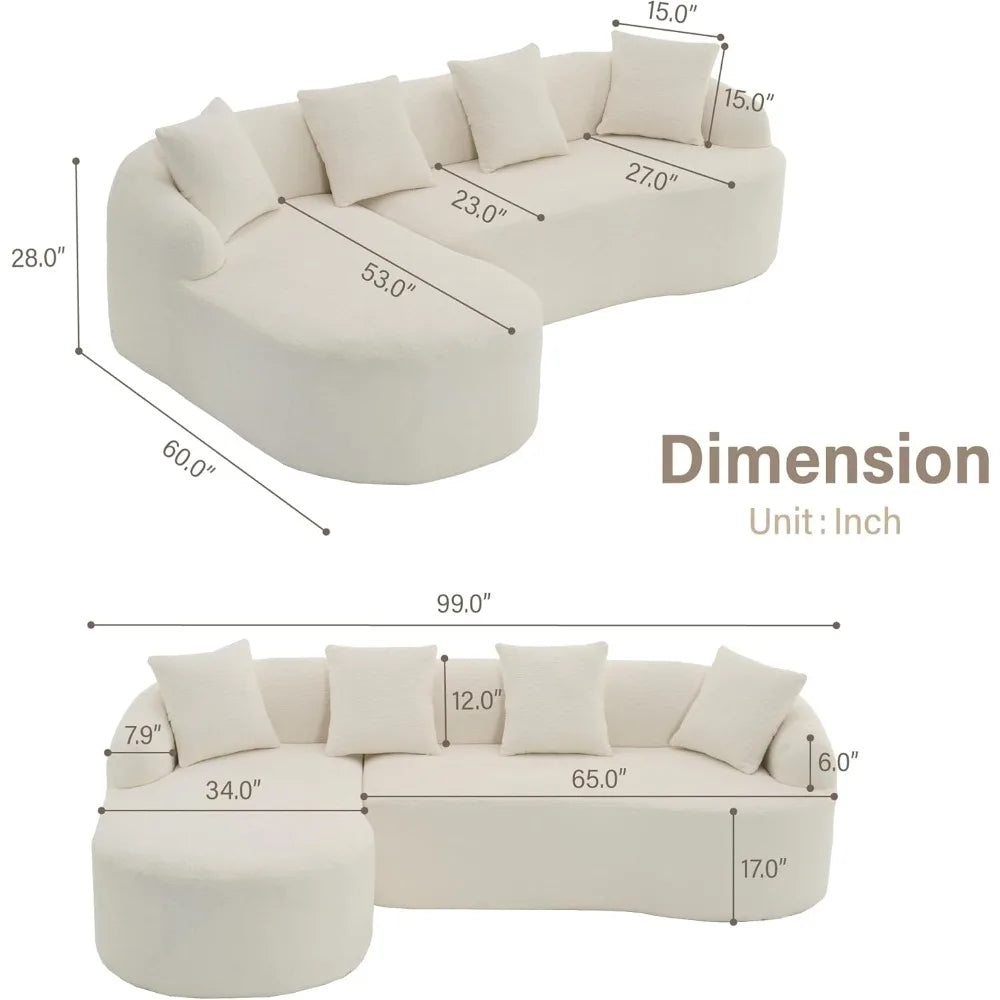 Modern Curved Oversized Sectional Sofa with Chaise