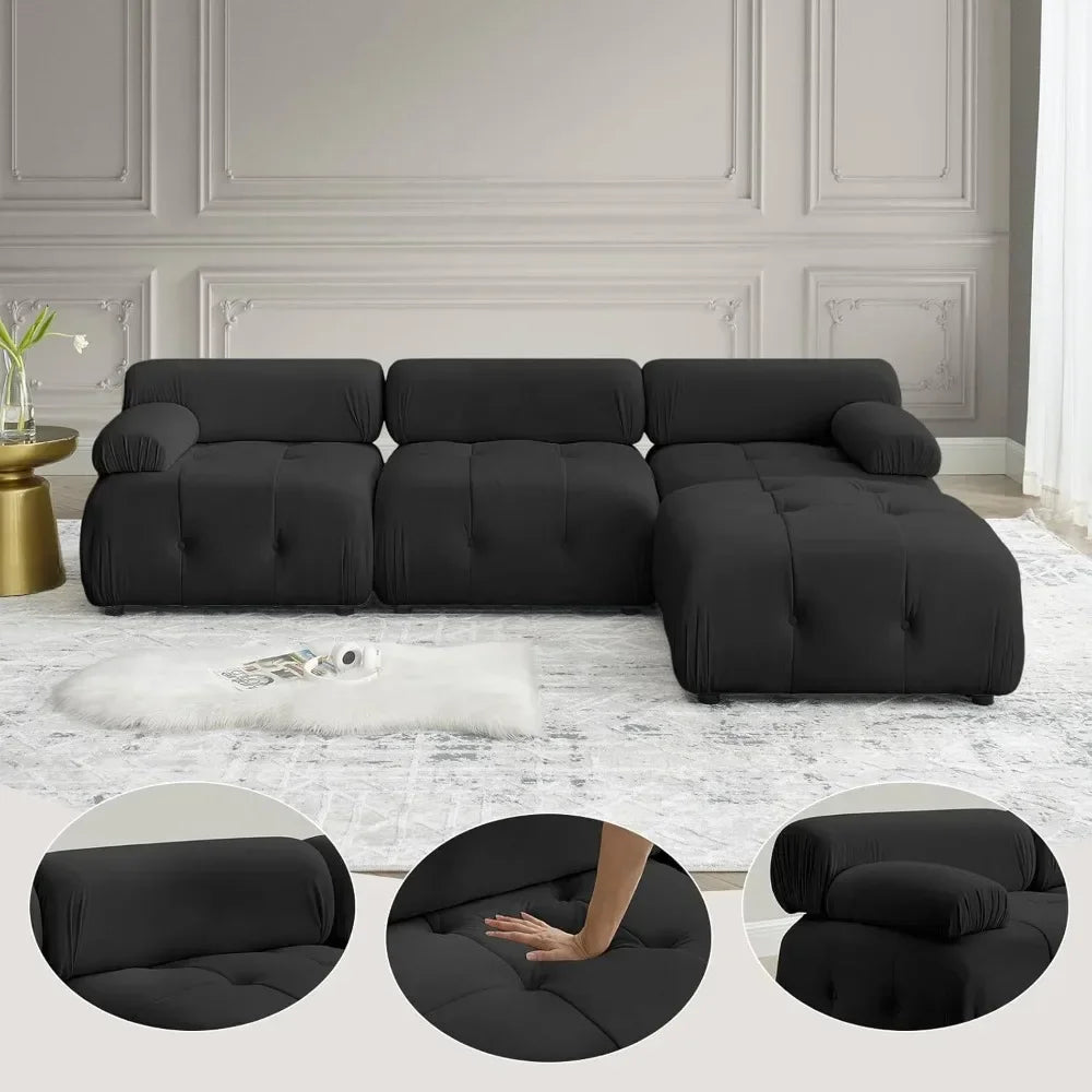 L Shaped Cloud Sectional Sofa with Ottoman