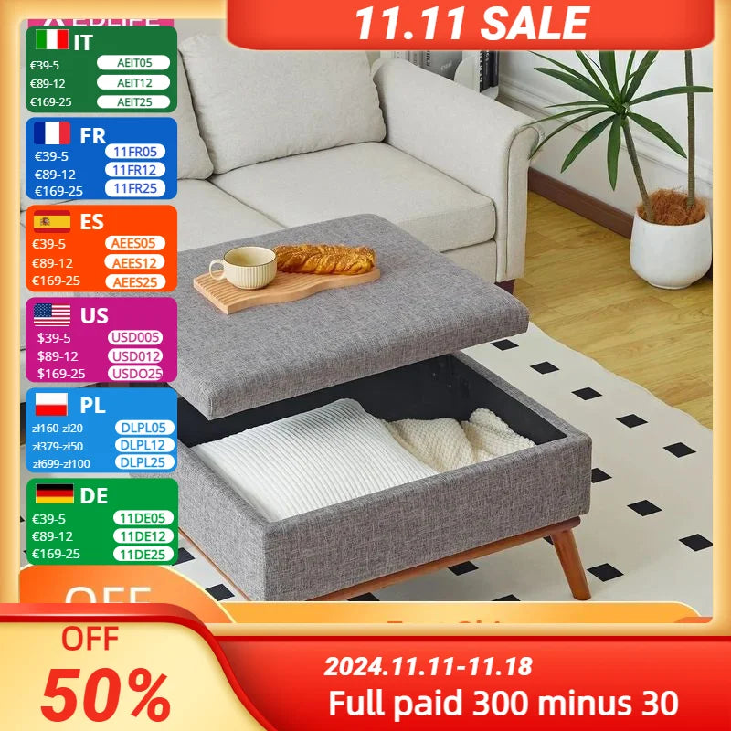 Redlife Large Storage Ottoman / 31.4 inch Lift Top Large Coffee Table