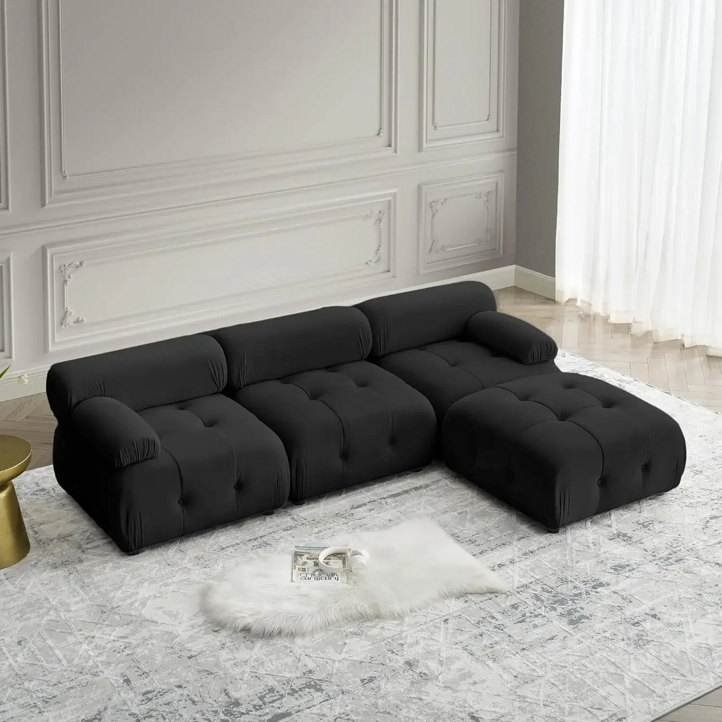 L Shaped Cloud Sectional Sofa with Ottoman