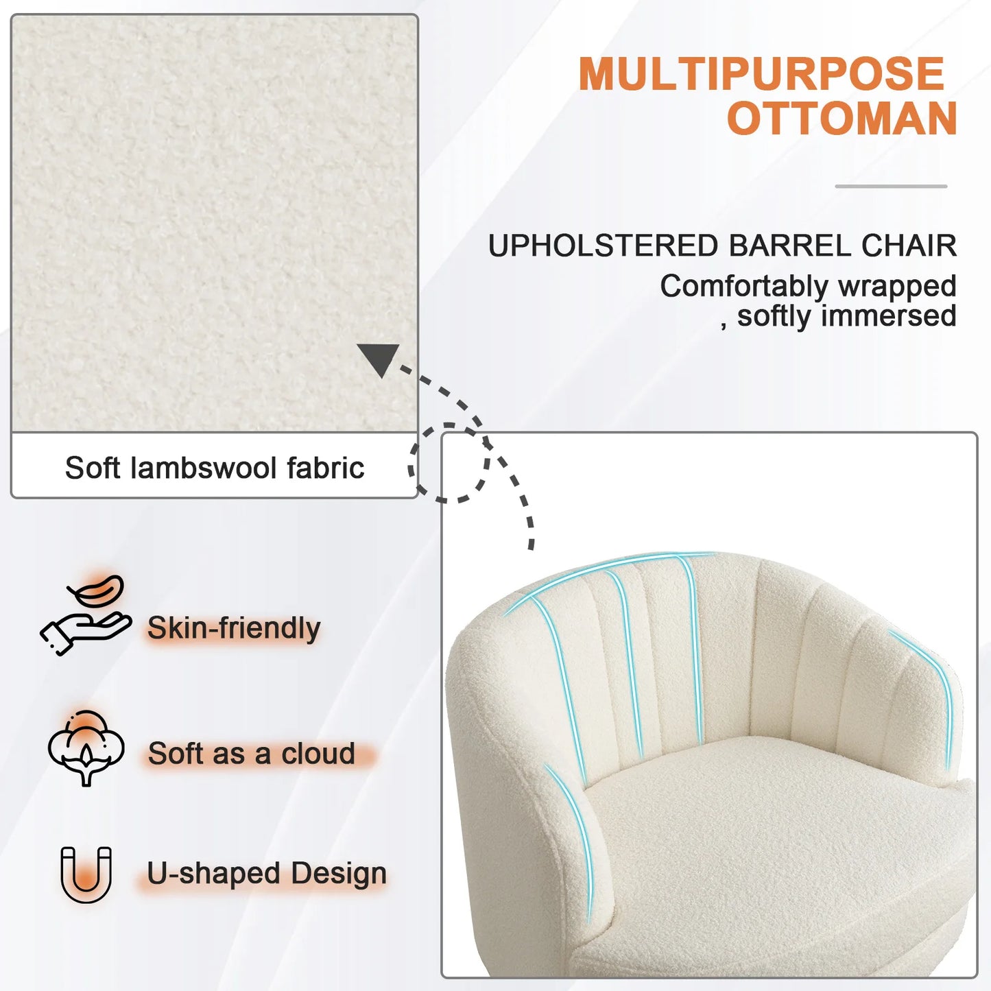 Modern 360 Degree Swivel Accent Chair with Armrest