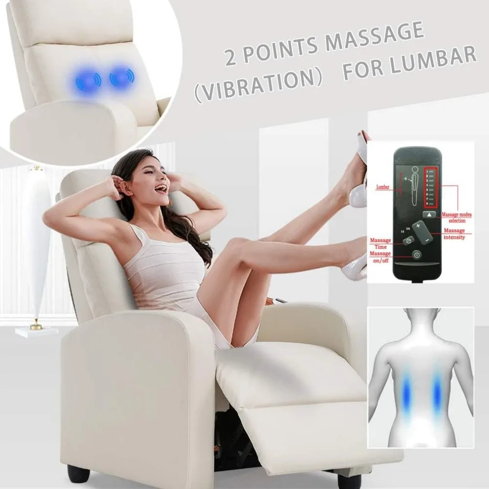 Modern Push-Back Recliner Chair with Lumbar Support