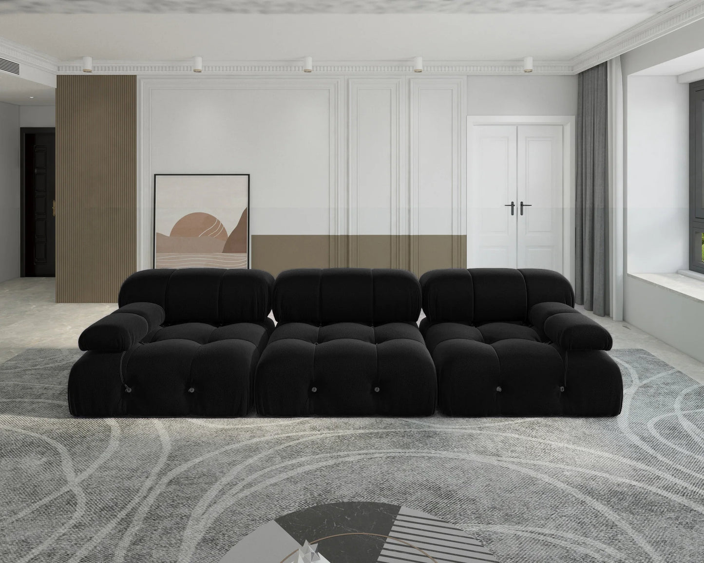 Minimalist Sectional Sofa with Ottoman