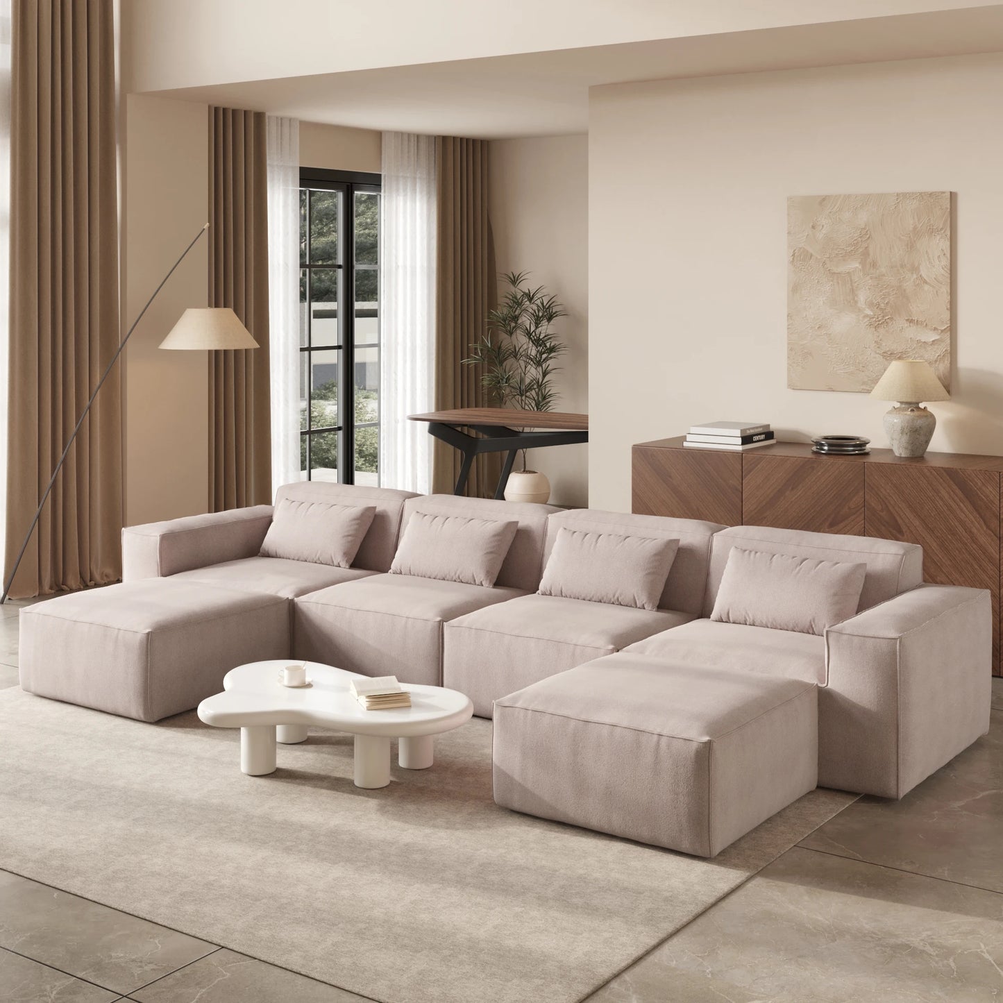 Sdorens 149.62" Modern Oversized U-Shaped Sectional Cloud Sofa with 2 Ottomans