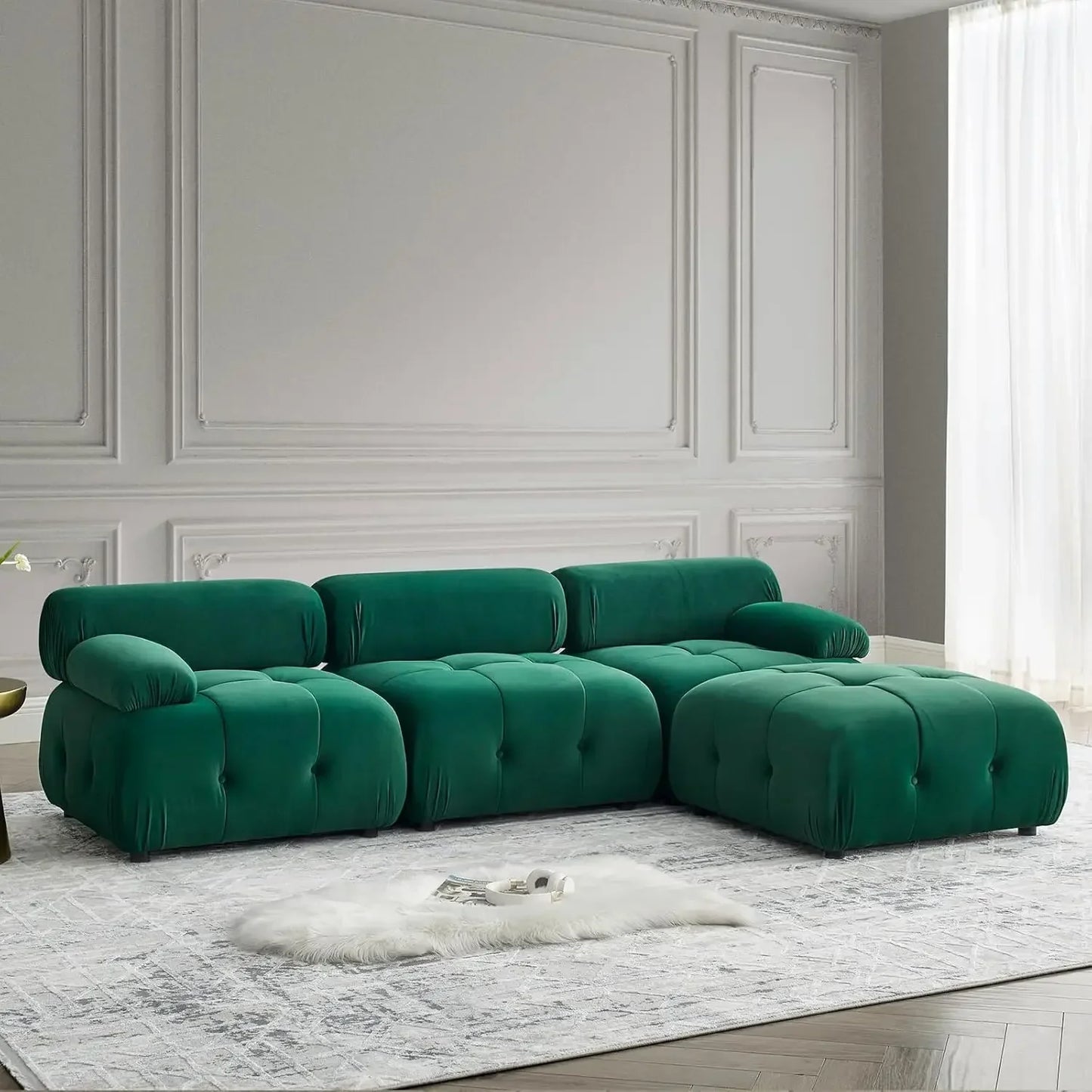 L Shaped Cloud Sectional Sofa with Ottoman