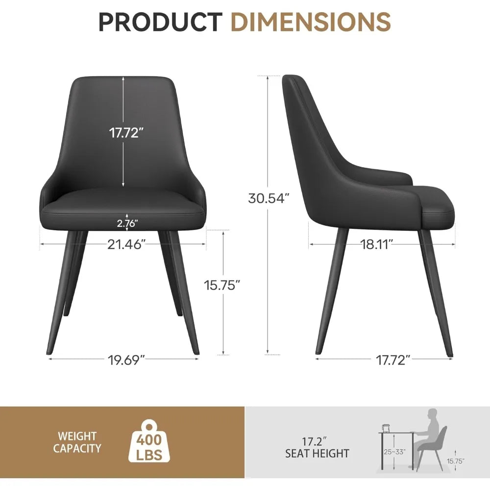 Modern Faux Leather Dining Chairs with Thick Seat Cushions Set of 4