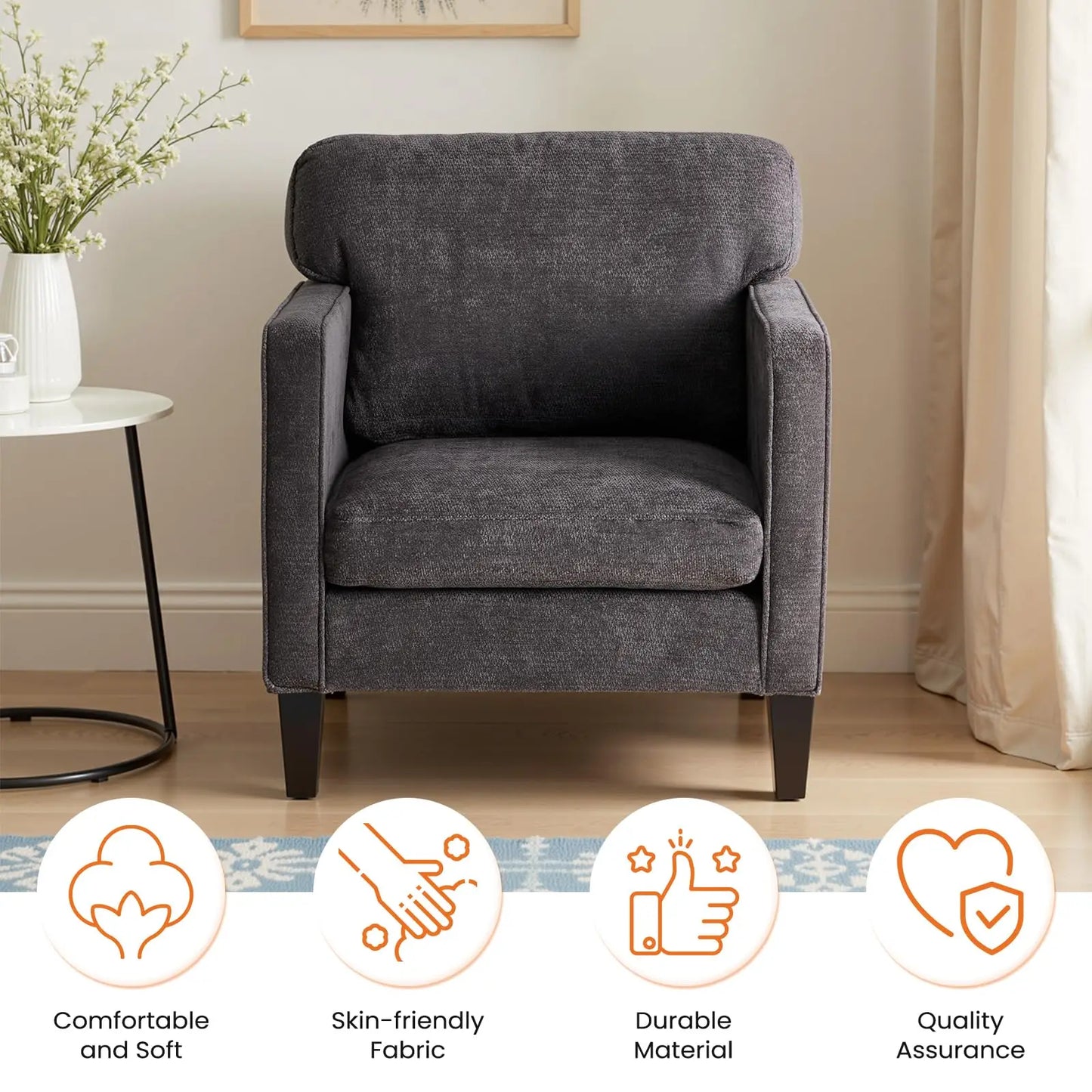 JHK Modern Accent Chairs with Ergonomic Armrest and Backrest Lumbar Support