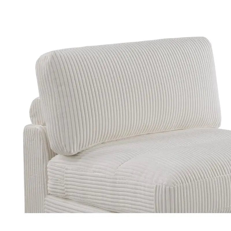 Beige 6-Piece Sectional Sofa Set with Corduroy Fabric, LAF Chair, Corner Wedge, RAF Chaise & 3 Armless Chairs