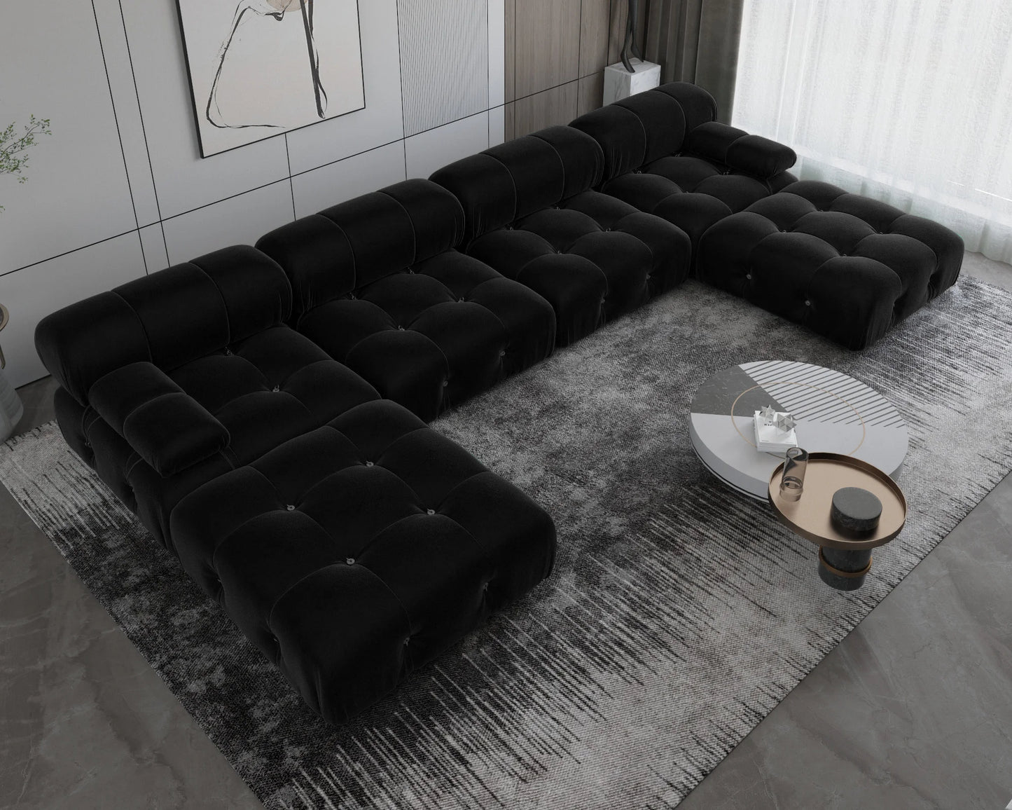 Minimalist Sectional Sofa with Ottoman