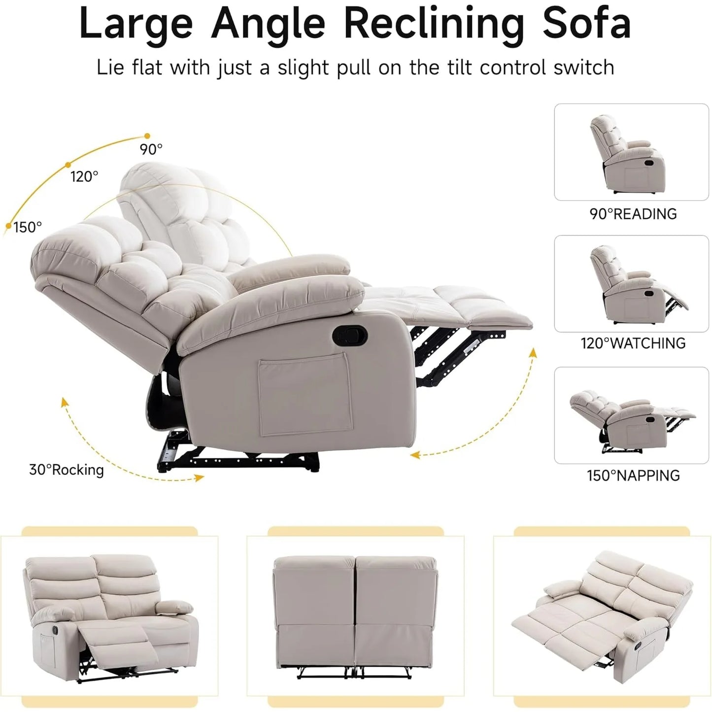 Leather Double-Reclining Loveseat with Side Pocket, Wall Hugger