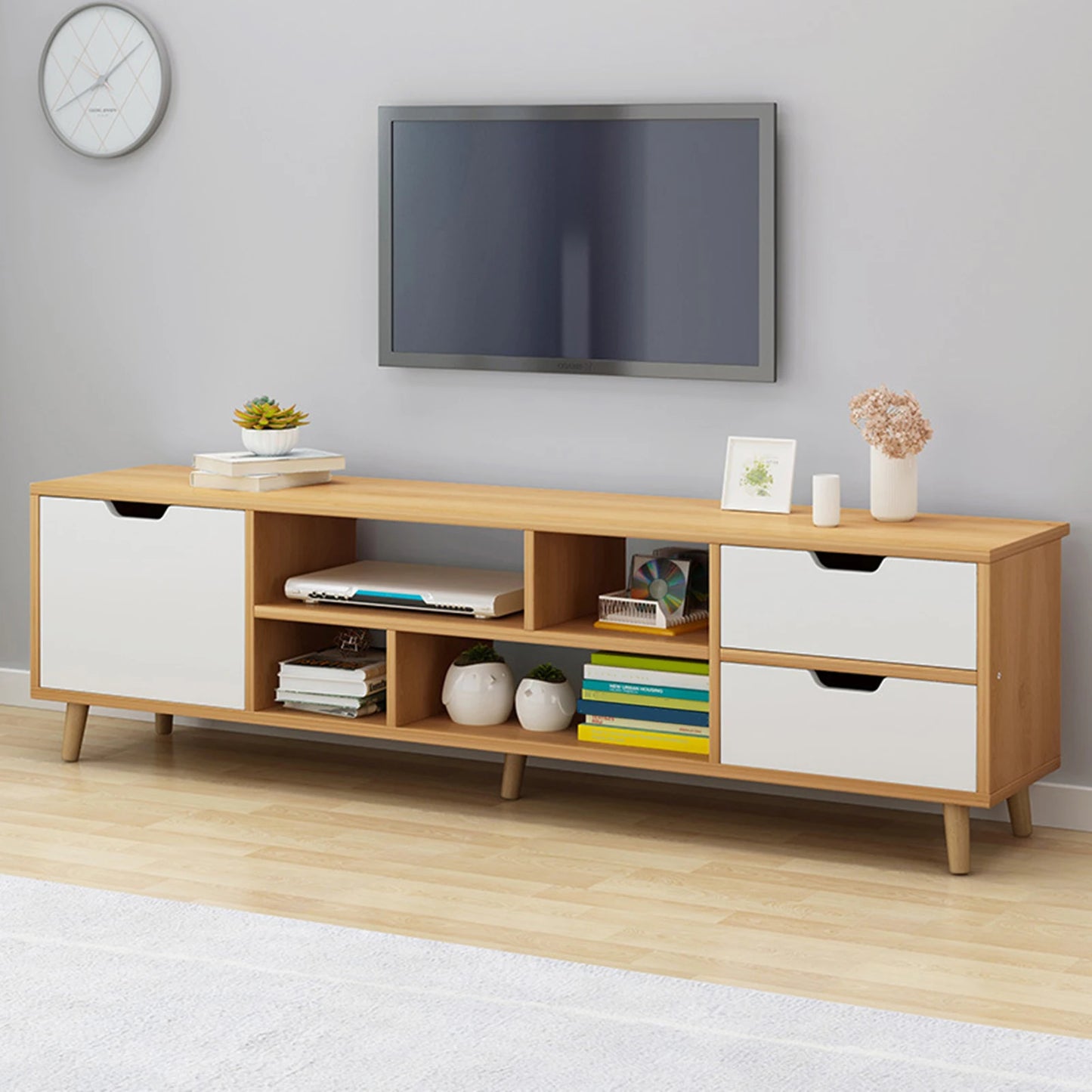 Modern Minimalist Sturdy Wooden Entertainment Center