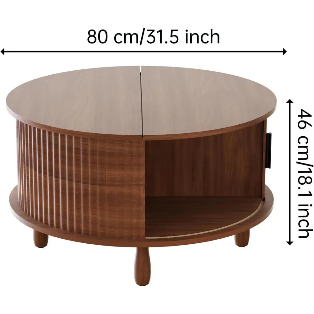 31.5" Lift Top Round Coffee Table with Storage