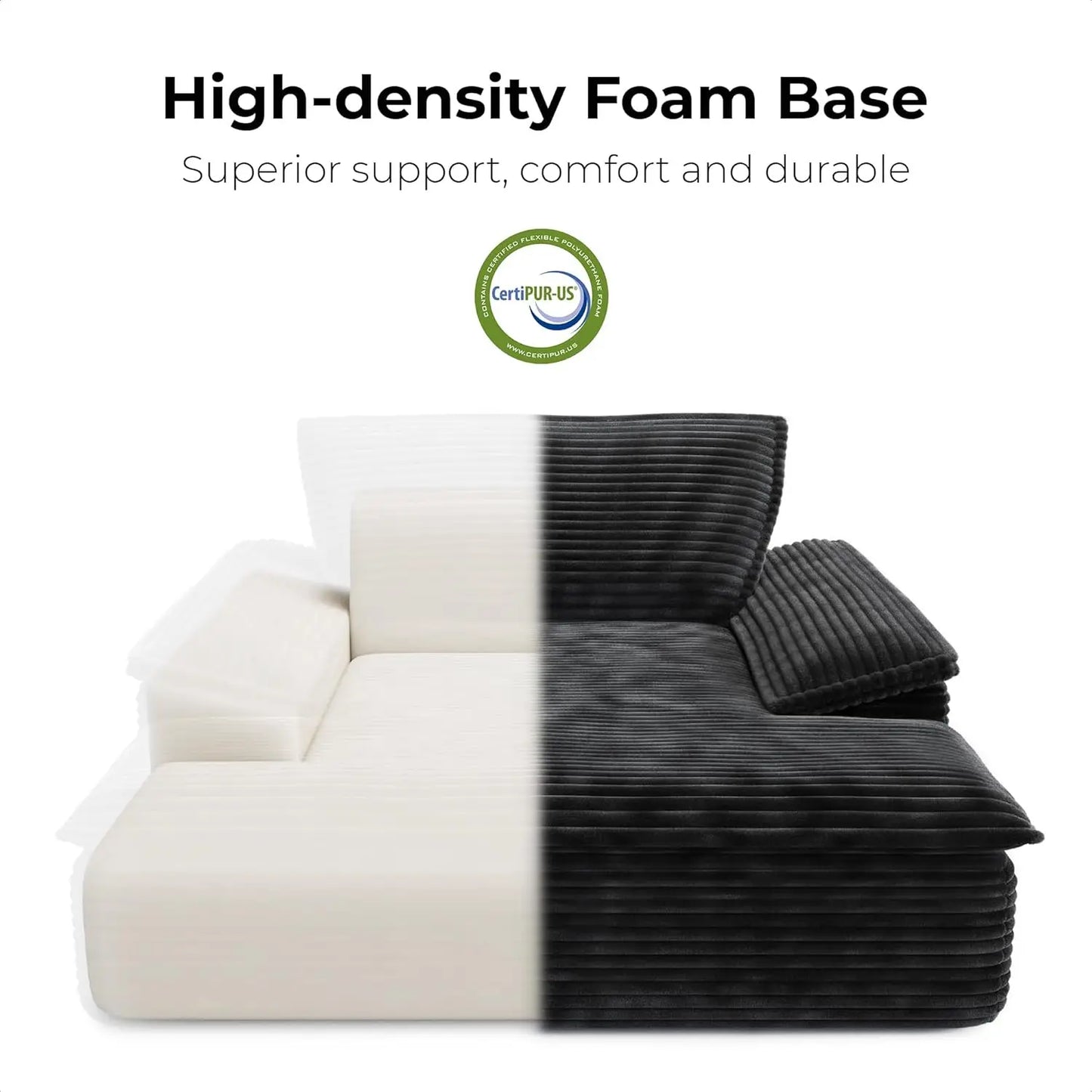 LIKIMIO 59'' Oversized Chaise Lounge Chair/Sofa Bed with Plush Corduroy