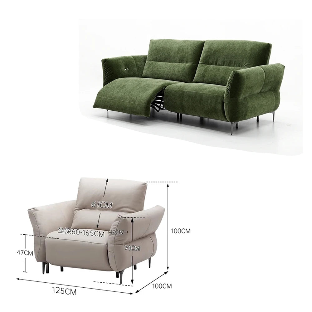 Modern Electric Genuine Leather Recliner Sofa with Footrest