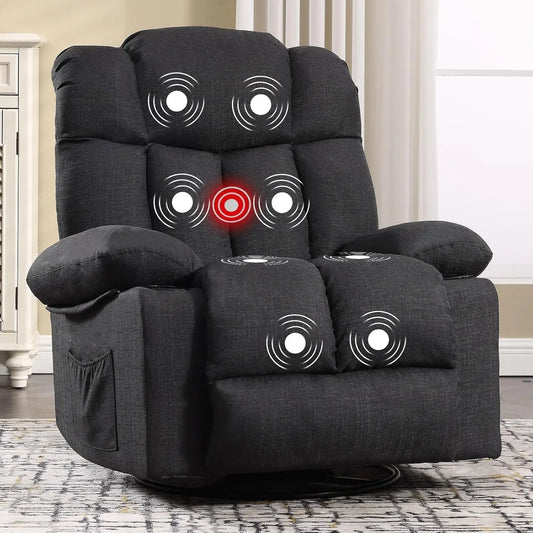 Massage Swivel Rocker Recliner with Heat and Vibration