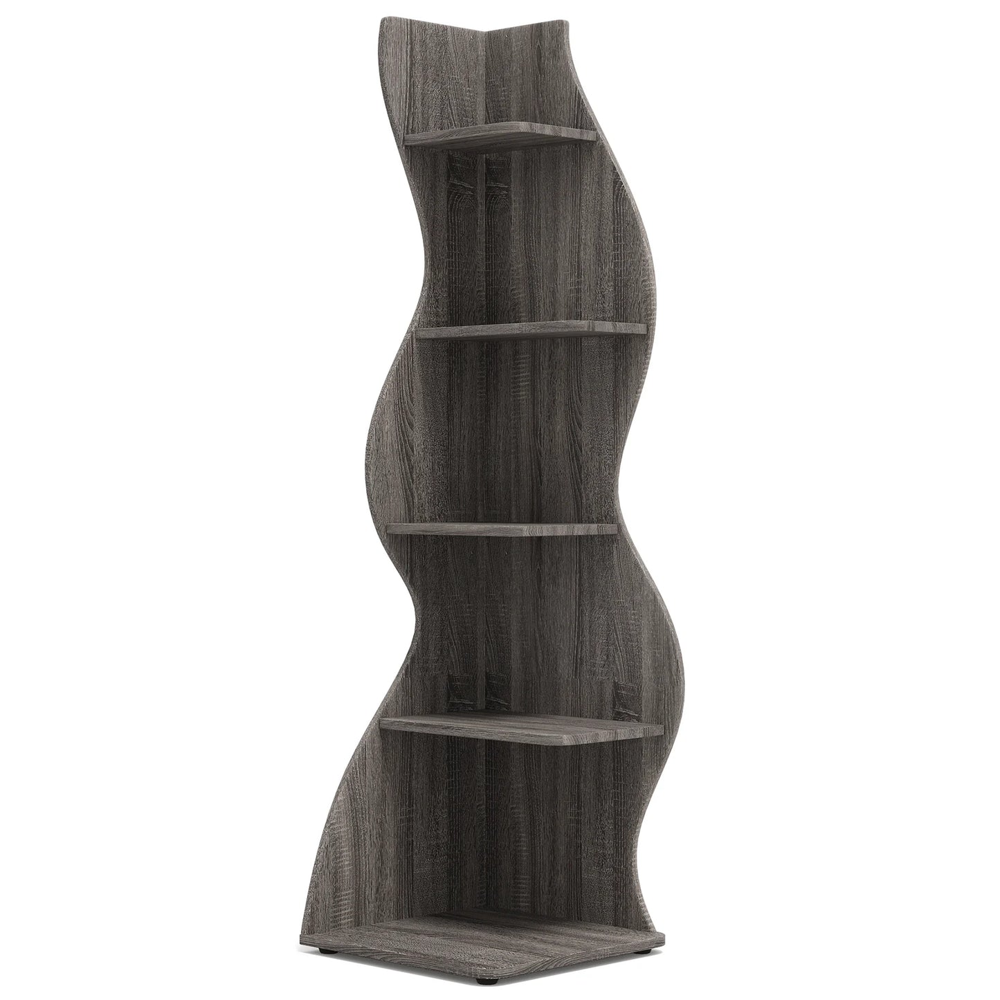 Tribesigns Modern, Wavy 5-Tier Wall Corner Bookshelf