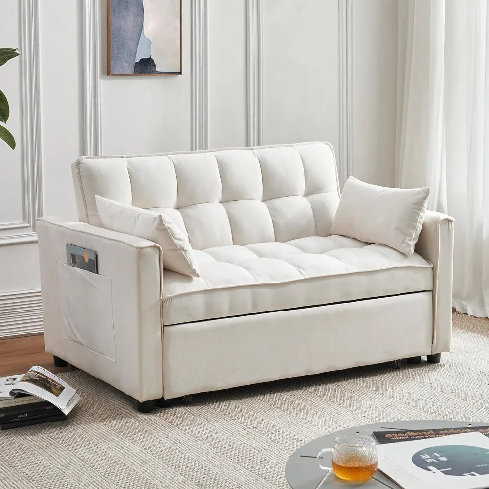 Modern Convertible 3-in-1 Sleeper Sofa with Pull Out Bed and Adjustable Backrest