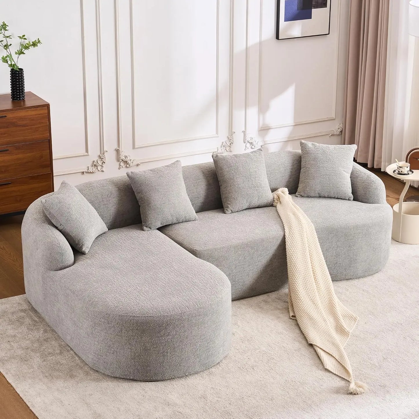 Modern Curved Oversized Sectional Sofa with Chaise