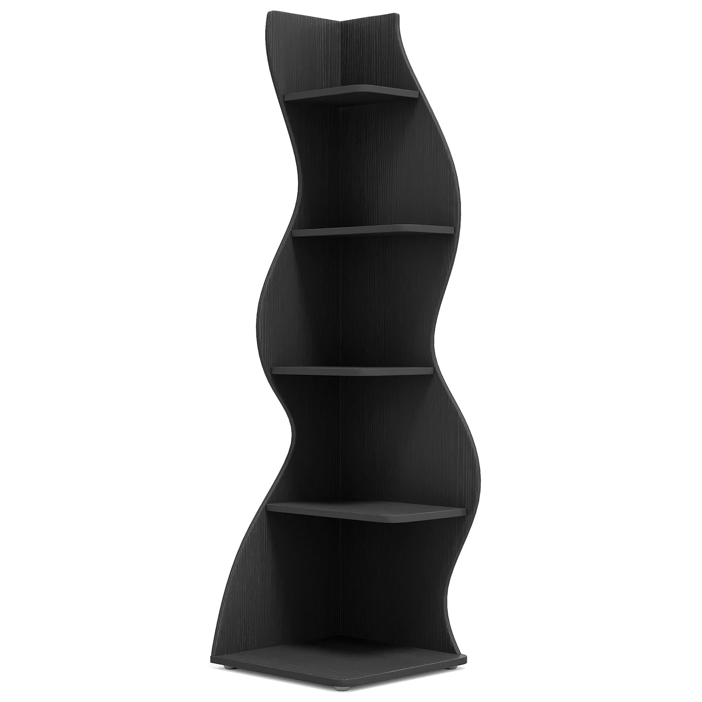 Tribesigns Modern, Wavy 5-Tier Wall Corner Bookshelf