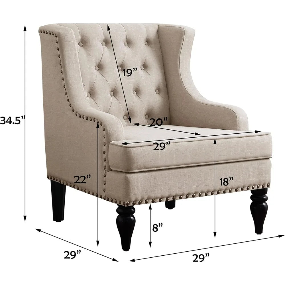 Amelia 29" Modern Upholstered Wingback Armchair