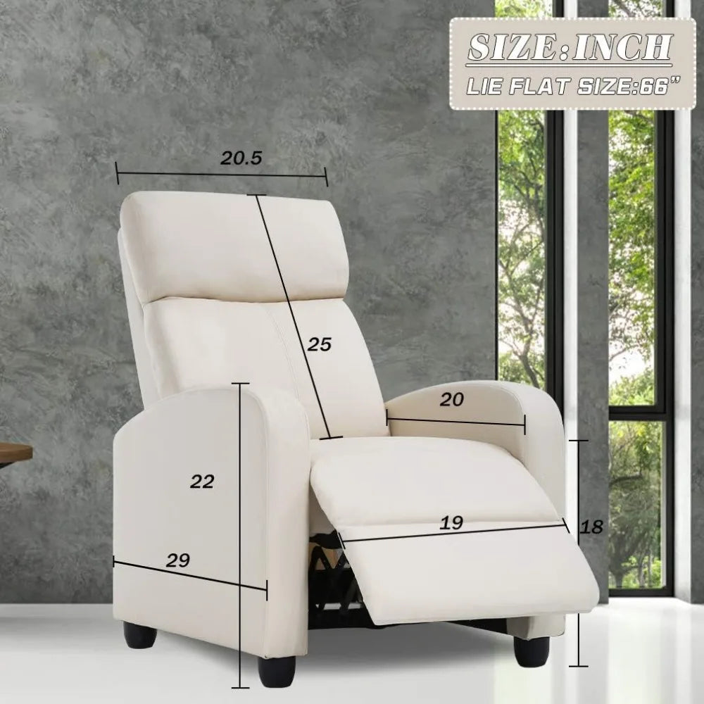 Modern Push-Back Recliner Chair with Lumbar Support
