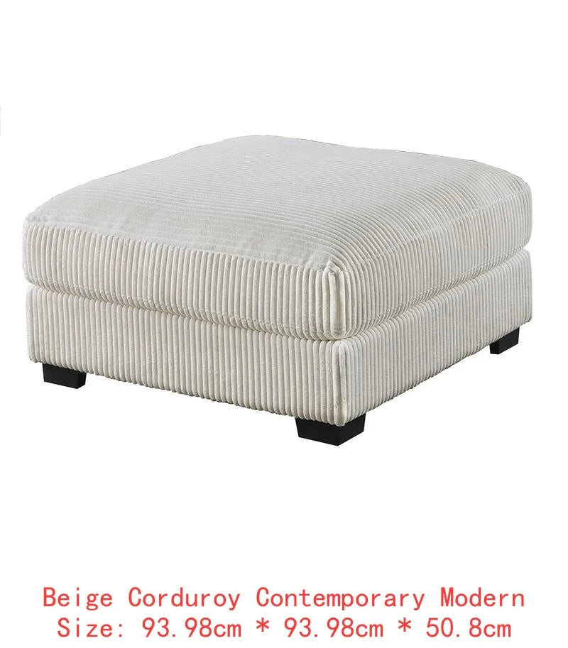 Beige 6-Piece Sectional Sofa Set with Corduroy Fabric, LAF Chair, Corner Wedge, RAF Chaise & 3 Armless Chairs