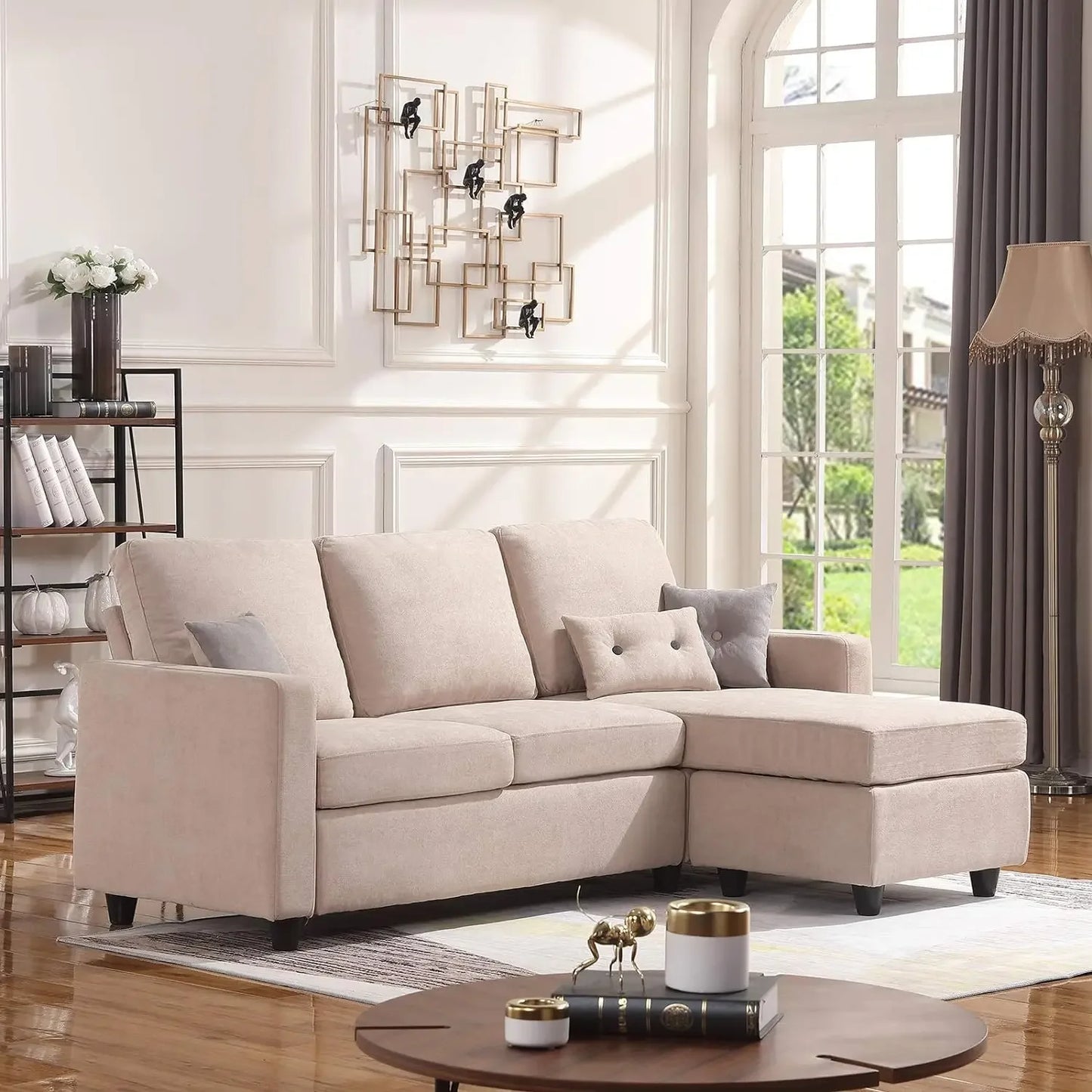 L-Shaped Convertible Sectional Sofa with Reversible Chaise