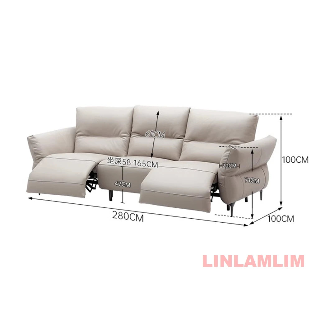 Modern Electric Genuine Leather Recliner Sofa with Footrest