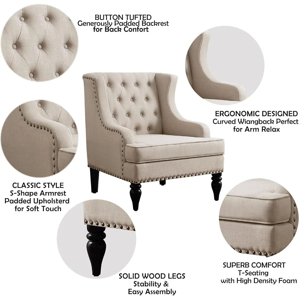 Amelia 29" Modern Upholstered Wingback Armchair