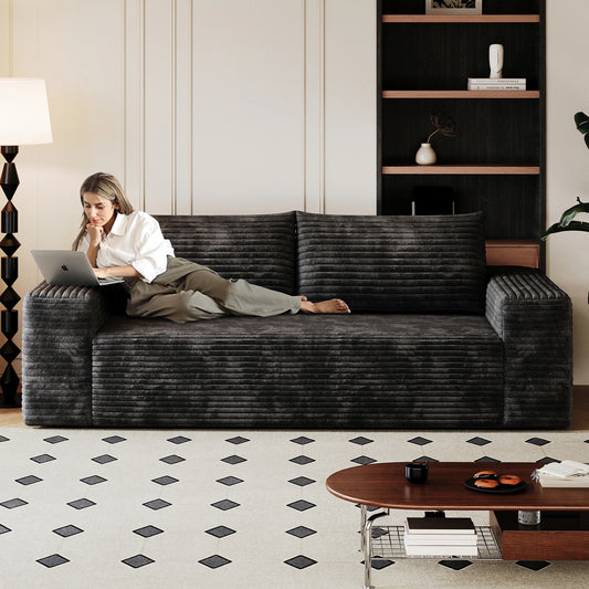 63" Modular Loveseat, with Deep Seats, Corduroy Fabric and No Assembly Required