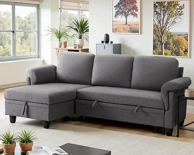 Reversible Convertible Sleeper Sofa with Storage Chaise