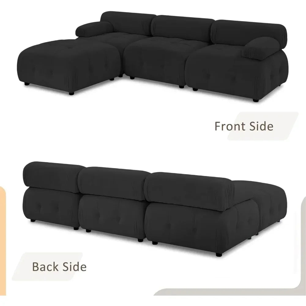 L Shaped Cloud Sectional Sofa with Ottoman