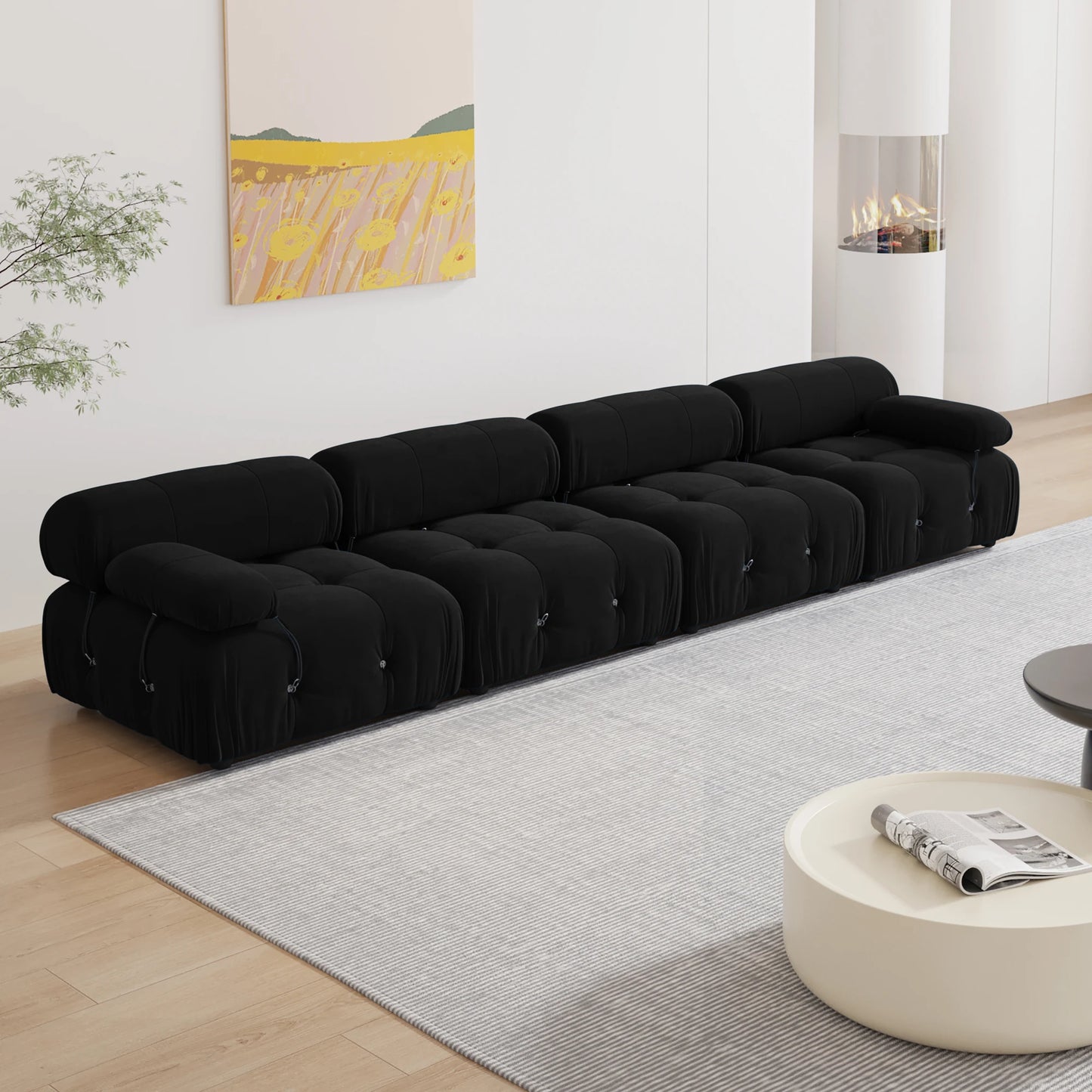 Minimalist Sectional Sofa with Ottoman