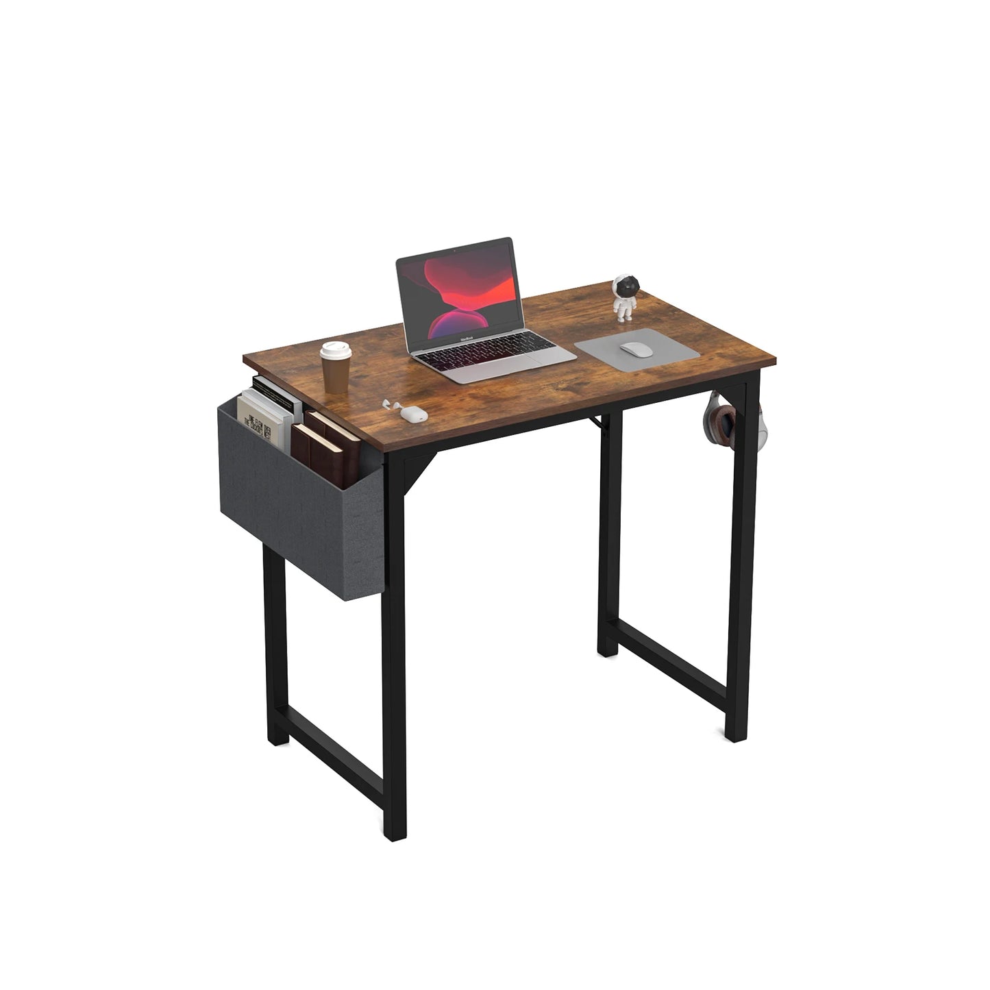 JHK Compact Computer Desk with Side Bag and Headphone Hook