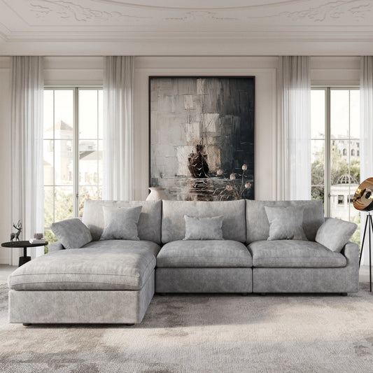 119.29" L-Shaped Oversized Cloud Sectional Couch with Ottoman