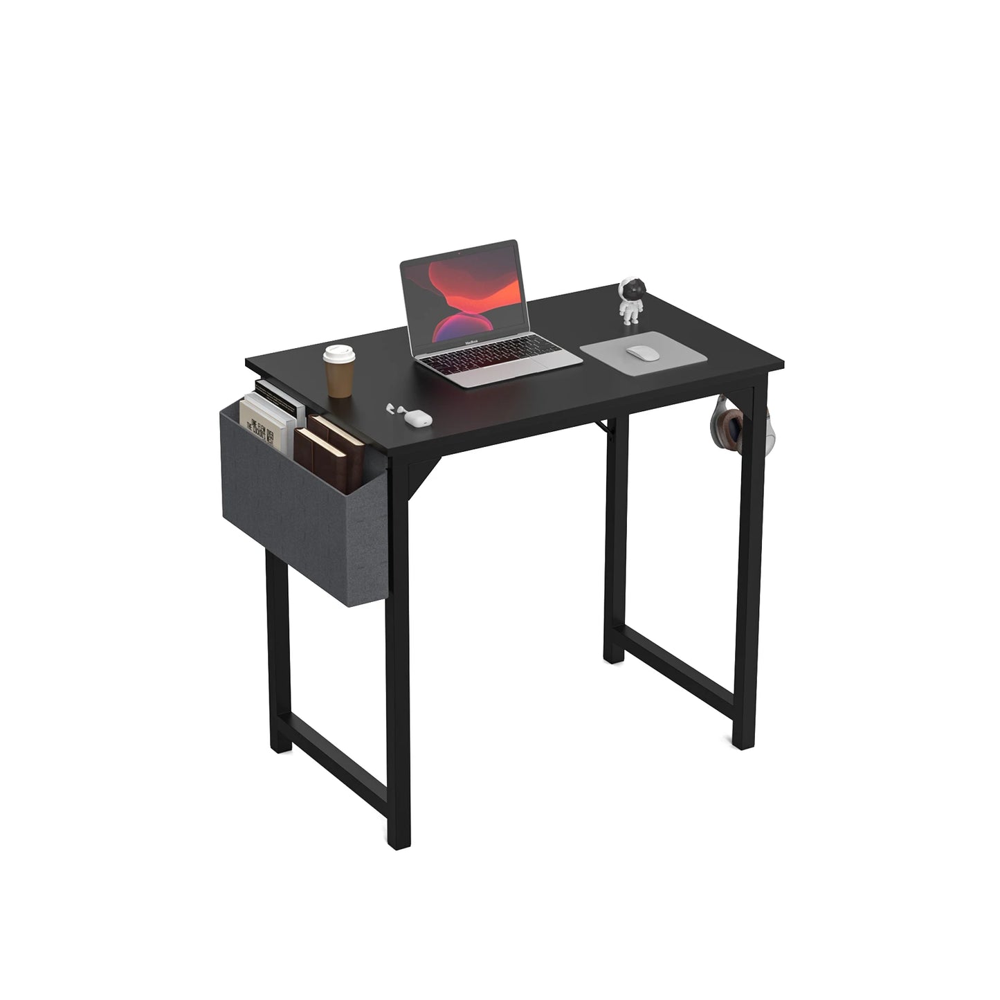 JHK Compact Computer Desk with Side Bag and Headphone Hook